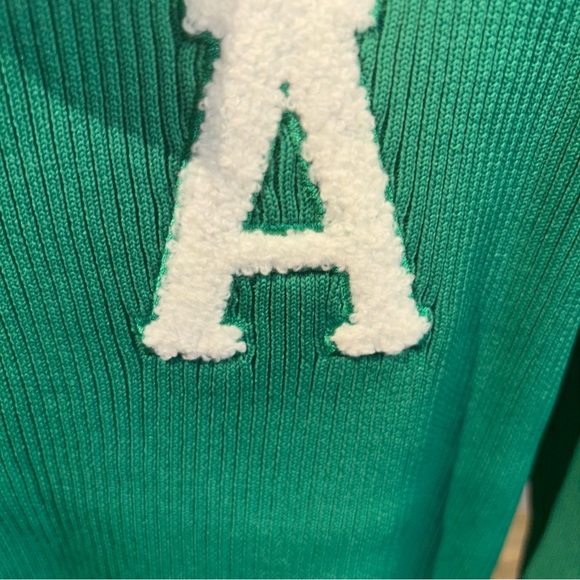 JOLIE & Joy  GREEN XL  JR. MONOGRAM A RIBBED CROPPED PREPPY PULLOVER - Picture 6 of 13